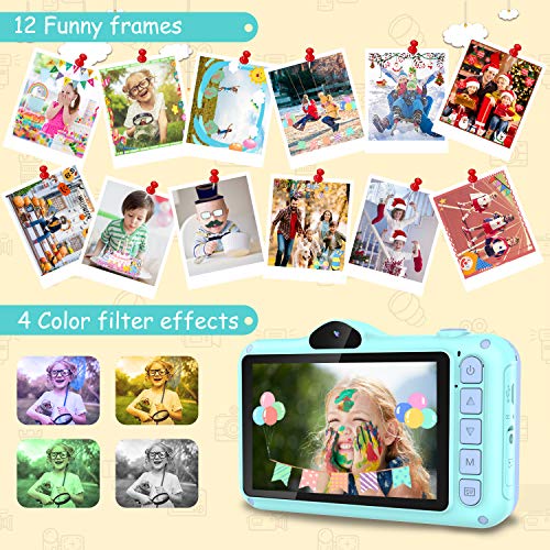 Coolwill Kids Camera for Girls & Boys, 12MP 1080P FHD Digital Camera with 3.5 inch Large Screen & 8X Digital Zoom, Children's Birthday Gifts, Kids Selfie Camera Come with 32G TF Card