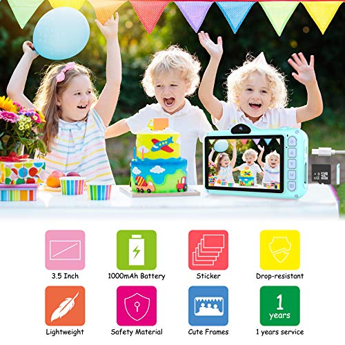 Coolwill Kids Camera for Girls & Boys, 12MP 1080P FHD Digital Camera with 3.5 inch Large Screen & 8X Digital Zoom, Children's Birthday Gifts, Kids Selfie Camera Come with 32G TF Card