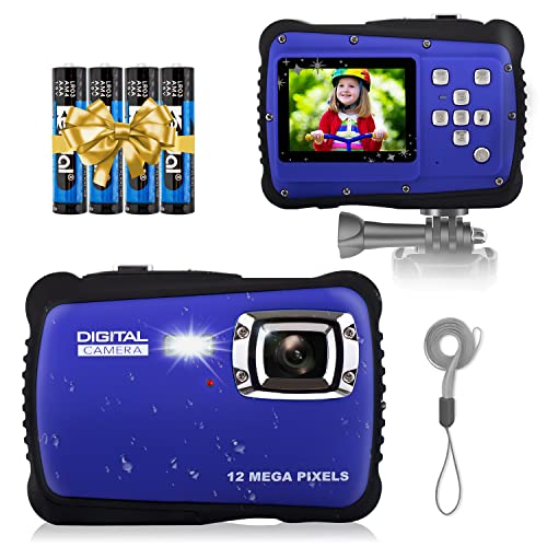 Kids Digital Camera-12 MP Children's Camera IP54 Rainproof Compact Video Camera with Flash,8X Digital Zoom, Point and Shoot Cameras for 3-14 Year Old Teen Boys Girls Christmas Birthday Gifts