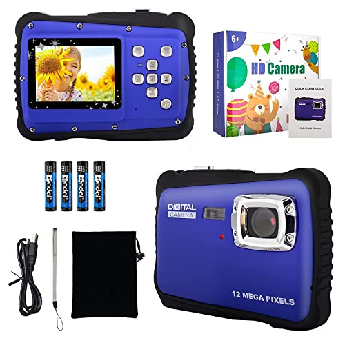 Kids Digital Camera-12 MP Children's Camera IP54 Rainproof Compact Video Camera with Flash,8X Digital Zoom, Point and Shoot Cameras for 3-14 Year Old Teen Boys Girls Christmas Birthday Gifts