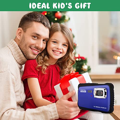 Kids Digital Camera-12 MP Children's Camera IP54 Rainproof Compact Video Camera with Flash,8X Digital Zoom, Point and Shoot Cameras for 3-14 Year Old Teen Boys Girls Christmas Birthday Gifts