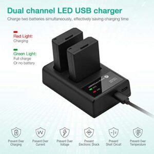 FirstPower LP-E10 Battery (2-Pack) and Dual USB Charger Compatible with Canon EOS Rebel T3 T5 T6 T7 T100 Kiss X50 X70 X80 X90 1100D 1200D 1300D 1500D 4000D Digital Cameras