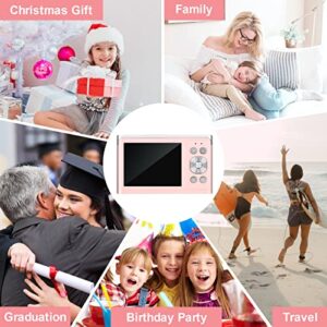 Digital Camera for Kids, Small Cameras for Teens, Portable Compact Camera for Photography, 1080P 50MP Autofocus Children Camera with 32GB SD Card, 2.88 Inch LCD Screen, 16x Digital Zoom (Pink)
