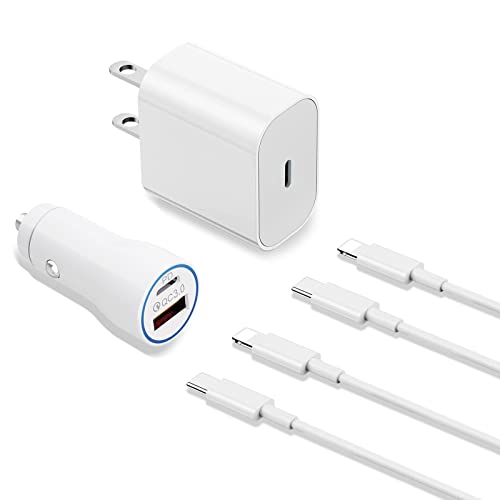 iPhone Fast Car Charger, Dual 40W Cigarette Lighter USB Type C Car Charger + 20W PD Wall Charger Adapter + 2 Pack USB C to Lightning Cables, Supply Wall Charger Fast Charging for iPhone iPad