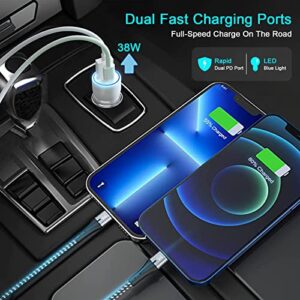 iPhone Fast Car Charger, Dual 40W Cigarette Lighter USB Type C Car Charger + 20W PD Wall Charger Adapter + 2 Pack USB C to Lightning Cables, Supply Wall Charger Fast Charging for iPhone iPad