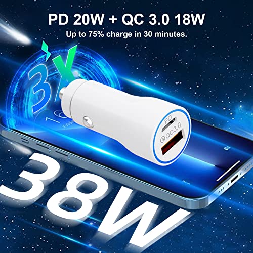 iPhone Fast Car Charger, Dual 40W Cigarette Lighter USB Type C Car Charger + 20W PD Wall Charger Adapter + 2 Pack USB C to Lightning Cables, Supply Wall Charger Fast Charging for iPhone iPad