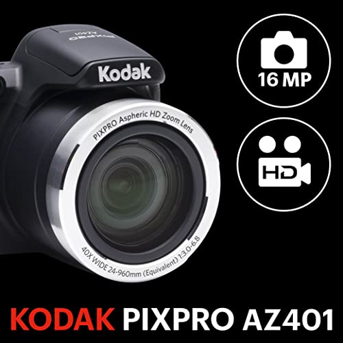 Kodak PIXPRO Astro Zoom AZ401-BK 16MP Digital Camera with 40X Optical Zoom and 3" LCD (Black)