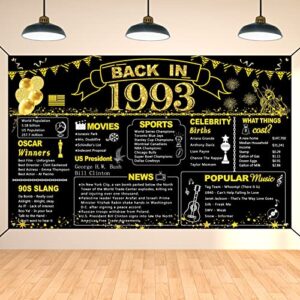darunaxy 30th birthday black gold party decoration, back in 1993 banner 30 year old birthday party poster supplies vintage 1993 backdrop photography background for men & women 30th class reunion decor