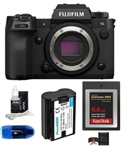fujifilm x-h2s mirrorless digital camera body bundle, includes: sandisk 64gb extreme pro cfexpress memory card type b, spare battery + more (6 items)