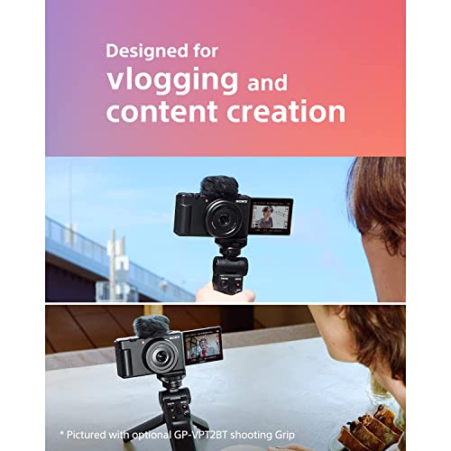 Sony ZV-1F Vlog Camera with 4K Video & 20.1MP for Content Creators and Vloggers Black ZV-1F/B Bundle with ACCVC1 Kit Including GP-VPT2BT Tripod/Grip + Deco Gear Case + Extra Battery & Accessories