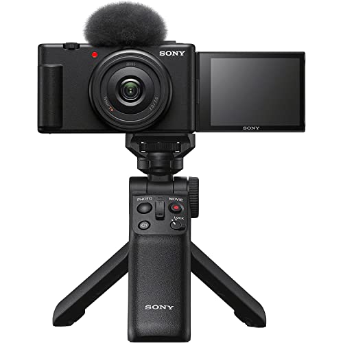 Sony ZV-1F Vlog Camera with 4K Video & 20.1MP for Content Creators and Vloggers Black ZV-1F/B Bundle with ACCVC1 Kit Including GP-VPT2BT Tripod/Grip + Deco Gear Case + Extra Battery & Accessories