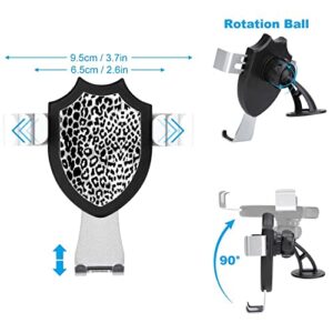 Black and White Leopard Print Car Phone Holder Long Arm Suction Cup Phone Stand Universal Car Mount for Smartphones