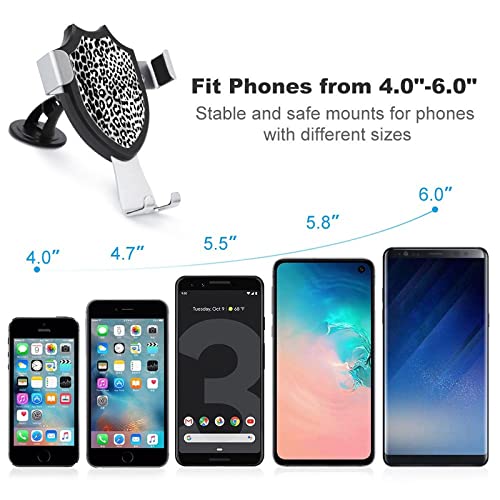Black and White Leopard Print Car Phone Holder Long Arm Suction Cup Phone Stand Universal Car Mount for Smartphones