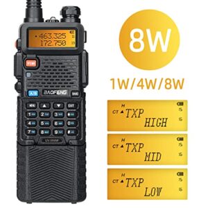 BaoFeng UV-5R 8W High Power Portable Two-Way Radio 3800mAh Battery with 18.8inch ABBREE Tactical Antenna USB Charger Cable