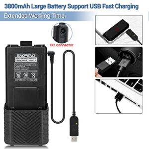 BaoFeng UV-5R 8W High Power Portable Two-Way Radio 3800mAh Battery with 18.8inch ABBREE Tactical Antenna USB Charger Cable