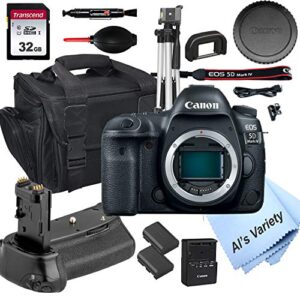 5d mark iv dslr camera (body only) + power battery grip, 32gb sd card, case, tripod, and more (14pc bundle)