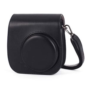 phetium instant camera case compatible with instax mini 11,pu leather bag with pocket and adjustable shoulder strap (black)