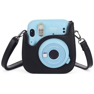 Phetium Instant Camera Case Compatible with Instax Mini 11,PU Leather Bag with Pocket and Adjustable Shoulder Strap (Black)