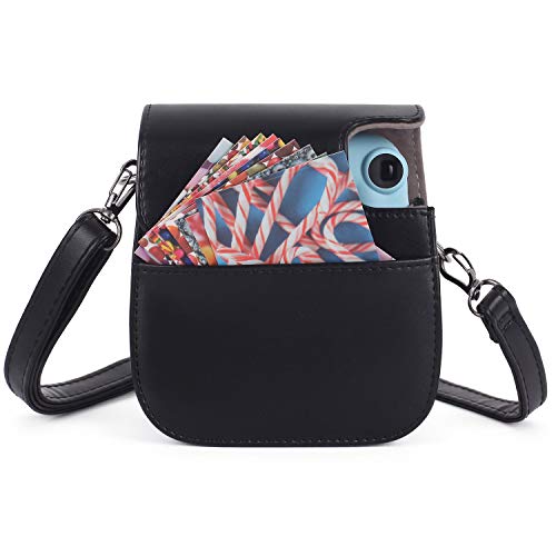 Phetium Instant Camera Case Compatible with Instax Mini 11,PU Leather Bag with Pocket and Adjustable Shoulder Strap (Black)