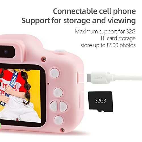 YUE3000 Upgrade Kids cat Camera,Gifts for Boys and Girls of Age 3-9, 1080P HD Digital Video Cameras for Toddler, 20M high -Definition Digital Camera, Suitable for Portable Toys with 32GB SD Card-Pink