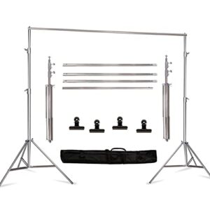 gskaiwen 8.5 * 10 ft stainless steel backdrop stand,photo video adjustable background support system stand kit with carry bag for parties,wedding,photography studio