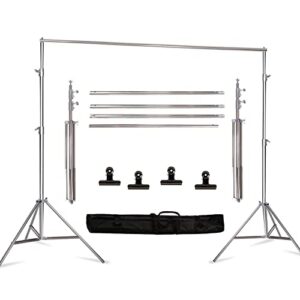 GSKAIWEN 8.5 * 10 FT Stainless Steel Backdrop Stand,Photo Video Adjustable Background Support System Stand Kit with Carry Bag for Parties,Wedding,Photography Studio