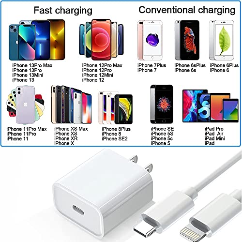 iPhone 14 13 12 11 Super Fast Charger [MFi Certified] iPhone Charger Apple Block USB C Fast Wall Plug with 3ft USB C to Lightning Cable for iPhone 13/14/14 Pro/14 Pro Max/14 Plus/12/12 Pro/11,iPad