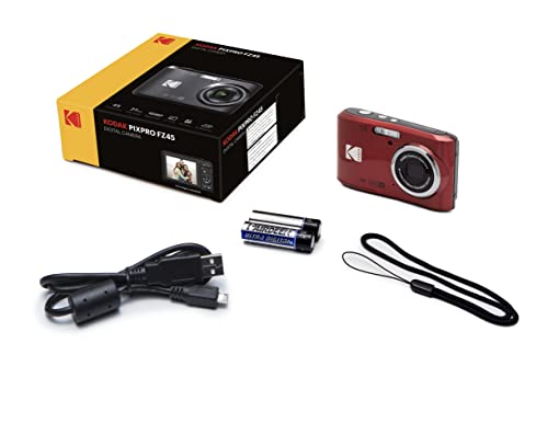 Kodak PIXPRO FZ45 Digital Camera + 32GB Memory Card + Point and Shoot Camera Case + Extendable Monopod + Lens Cleaning Pen + LCD Screen Protectors + Table Top Tripod – Ultimate Bundle (Red)