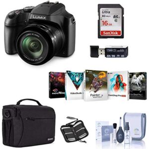 Panasonic Lumix DC-FZ80 Digital Point & Shoot Camera - Bundle with 16GB SDHC Card, Camera Bag, Cleaning Kit, Memory Wallet, Card Reader, PC Software Package