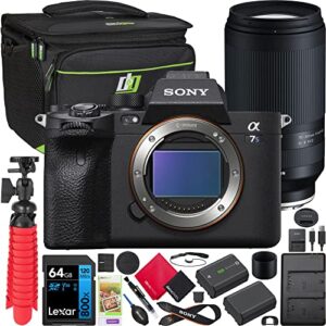 sony a7s iii full frame mirrorless camera body ilce-7sm3/b bundle with tamron 70-300mm f4.5-6.3 di iii rxd lens a047 + deco gear bag + extra battery &dual charger + 64gb card+ tripod &kit accessories