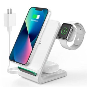 wireless charging station for apple, 3 in 1 wireless charger stand for iwatch 7/6/se/5/4/3/2, iphone 13/12/11/x/8/se series, airpods 3/pro/2