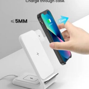 Wireless Charging Station for Apple, 3 in 1 Wireless Charger Stand for iWatch 7/6/SE/5/4/3/2, iPhone 13/12/11/X/8/SE Series, AirPods 3/Pro/2