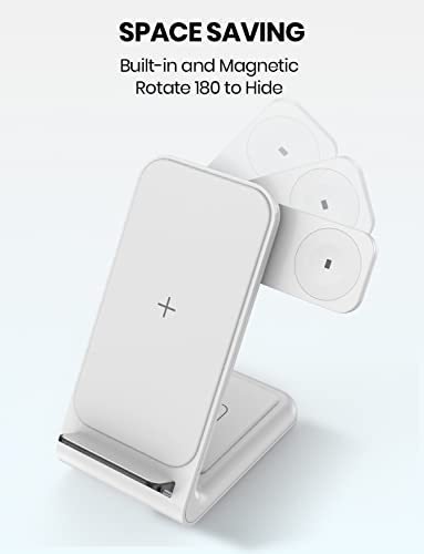 Wireless Charging Station for Apple, 3 in 1 Wireless Charger Stand for iWatch 7/6/SE/5/4/3/2, iPhone 13/12/11/X/8/SE Series, AirPods 3/Pro/2