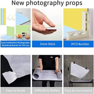 Food Photography Backdrops Board 3PCS Photo Backdrop Board, Double Side Flat Lay Photography Backdrops, 24x24 inch Waterproof Background Decorations with 3 Bracket for Photography