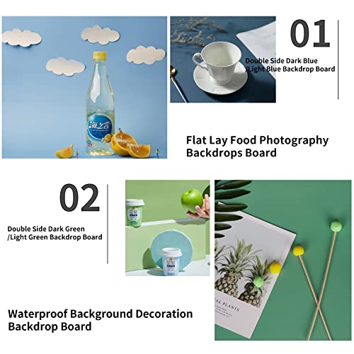 Food Photography Backdrops Board 3PCS Photo Backdrop Board, Double Side Flat Lay Photography Backdrops, 24x24 inch Waterproof Background Decorations with 3 Bracket for Photography