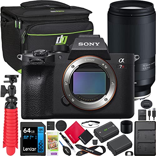 Sony a7R IV Full Frame Mirrorless Camera Body ILCE-7RM4A/B Bundle with Tamron 70-300mm F4.5-6.3 Di III RXD Lens A047 + Deco Gear Bag + Extra Battery &Dual Charger + 64GB Card+ Tripod &Kit Accessories