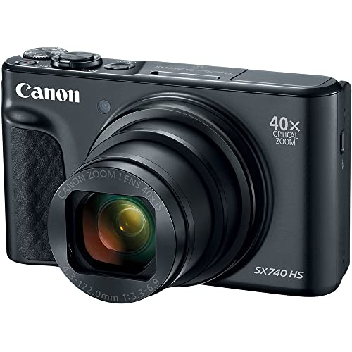 Canon PowerShot SX740 HS Digital Camera (Black) (2955C001) + 64GB Memory Card + 2 x NB13L Battery + Corel Photo Software + Charger + Card Reader + LED Light + Soft Bag + More (Renewed)