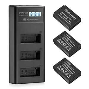 powerextra 3 pack lp-e12 battery and usb charger smart lcd display compatible with canon lp-e12 battery and canon powershot sx70 hs rebel sl1 m m2 m10 m50 m100 rebel sl1 digital cameras