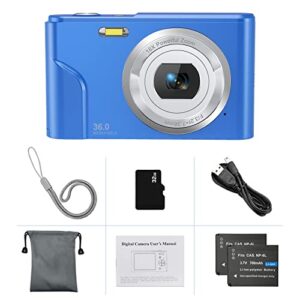 Digital Camera for Kids Boys and Girls - 36MP Children's Camera with 32GB SD Card，Full HD 1080P Rechargeable Electronic Mini Camera for Students, Teens, Kids(Light Blue)