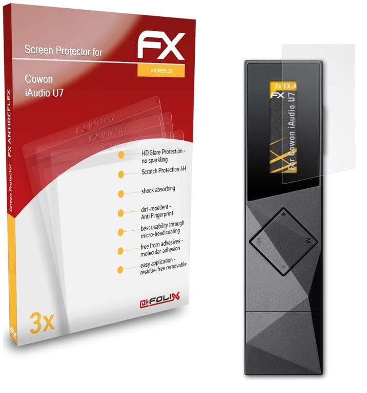 atFoliX Screen Protector Compatible with Cowon iAudio U7 Screen Protection Film, Anti-Reflective and Shock-Absorbing FX Protector Film (3X)