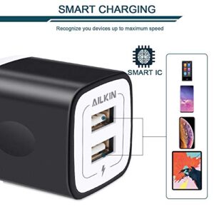 USB Wall Charger, Charger Adapter, AILKIN 6-Pack 2.1Amp Dual Port Quick Charger Plug Cube Replacement for iPhone X/8/7/6S/6S Plus/6 Plus/6, Samsung Galaxy S7/S6/S5 Edge, LG, HTC, Huawei, Moto etc.