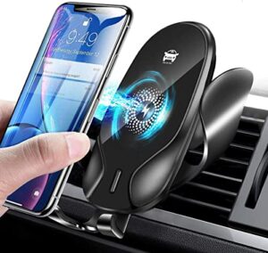wireless car charger, 15w/10w fast charging car mount, air vent cell phone holder for car, universal car phone holder cradle compatible with iphone 13/12/11, samsung s21/s20/s10, and more, black