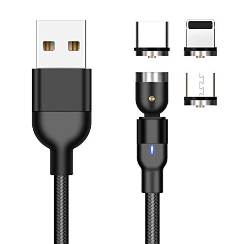 BoxWave Cable Compatible with LG Tone Free FP9 - MagnetoSnap AllCharge Cable, Magnet Charging Cable USB Type-C Micro USB for LG Tone Free FP9 - Jet Black