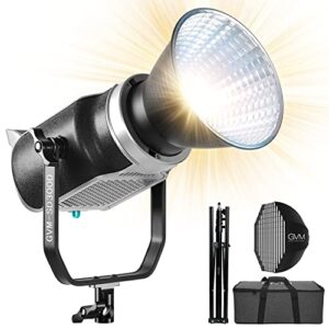 gvm 300w video light kit, continuous lighting for photography with bowens mount softbox&stand, 2700~7500k,112000lux@0.5m studio light with app dmx, cri 97+ bi-color 8 scene lights for film recording
