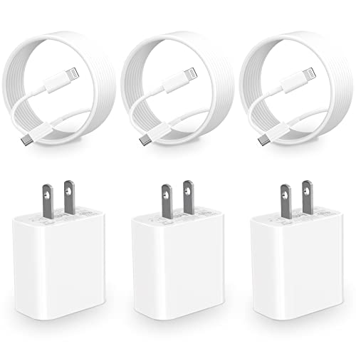 iPhone Charger Fast Charging 3Pack Apple MFi Certified USB C Charger Lightning Cable USB-C Wall Charger 20W with 6ft USB C to Lightning Cable for iPhone 14 13 12 11 Pro XR XS Max X 8 Plus iPad AirPods