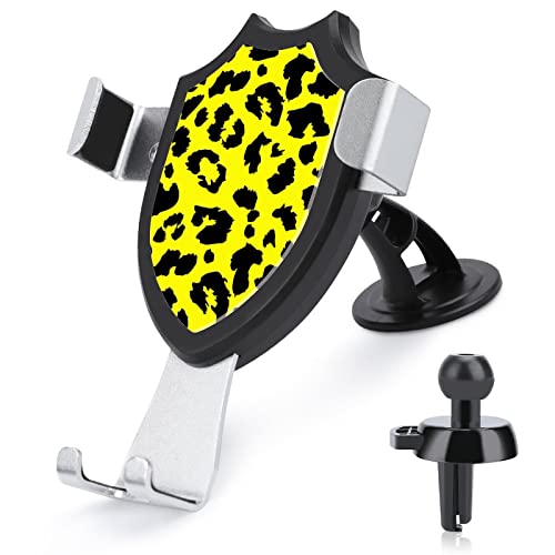 Yellow Leopard Phone Mount for Car Universal Cell Phone Holder Dashboard Windshield Vent Mount Suitable for Smartphones