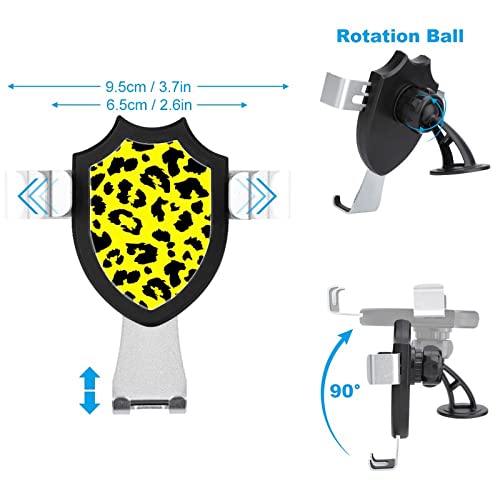 Yellow Leopard Phone Mount for Car Universal Cell Phone Holder Dashboard Windshield Vent Mount Suitable for Smartphones