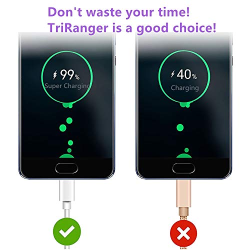 TriRanger Type C Cable QC3 USB Fast Charger Supercharge Compatible With Huawei Mate30 Mate20 10 9 MateRs, P30 Pro P20 P10 Plus, Honor Magic, Samsung Galaxy S9 S8 Plus Note 8, Google Pixel 2 XL, Moto Z