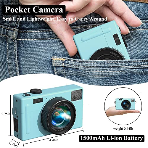 Digital Camera for Kids, FHD 1080P 24MP Mini Video Camera, 1500mah Rechargeable Camera 3.0 inch Screen Compact Camera, Portable Camera for Boys, Girls, Beginners