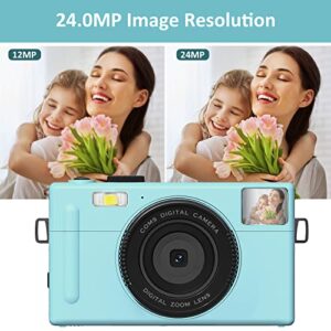 Digital Camera for Kids, FHD 1080P 24MP Mini Video Camera, 1500mah Rechargeable Camera 3.0 inch Screen Compact Camera, Portable Camera for Boys, Girls, Beginners